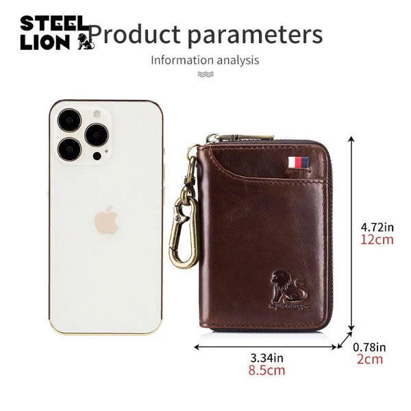 Genuine leather car key bag men anti-theft brush cowhide lock key bag 2 in 1 coin purse