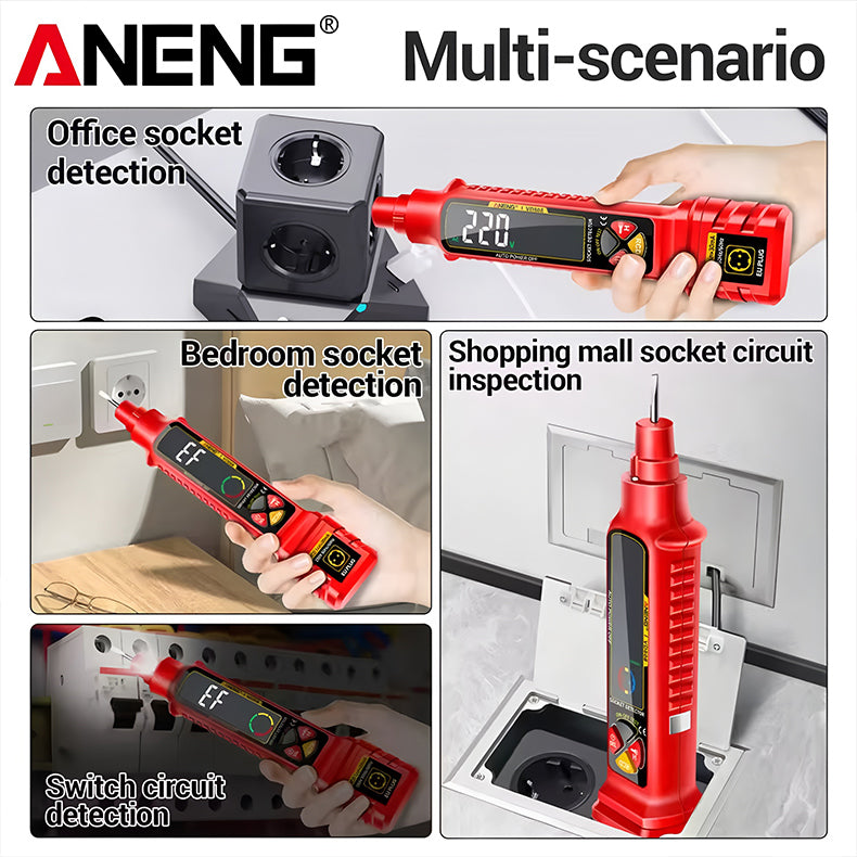 🛠️🧰Analizor inteligent de circuit al prizei stiloului de testare, detectarea comutatorului de scurgeri, detectarea tensiunii, verificarea continuității circuitului.