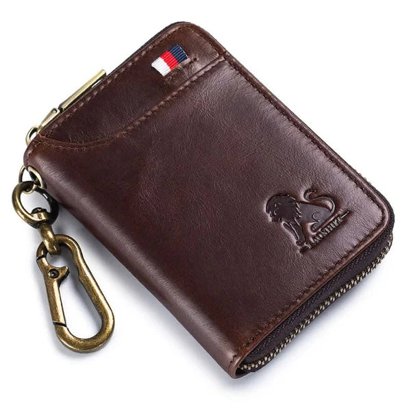 Genuine leather car key bag men anti-theft brush cowhide lock key bag 2 in 1 coin purse