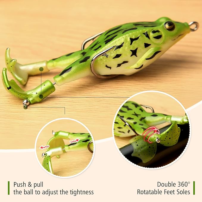 5PCS Frog Lures Baits Fishing Tools Double Propeller Legs