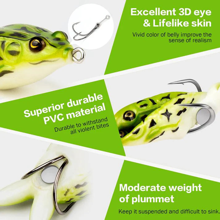 5PCS Frog Lures Baits Fishing Tools Double Propeller Legs