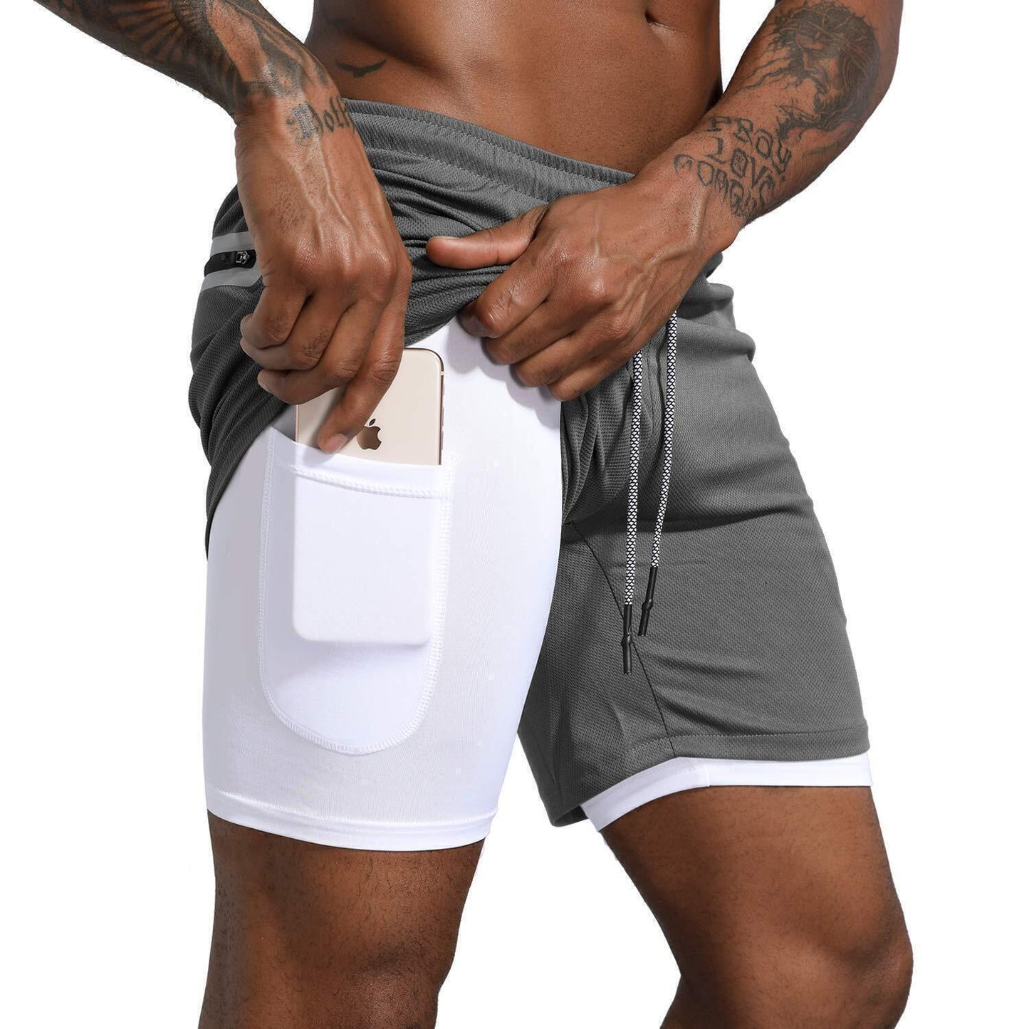 Sport Shorts Men Sportswear Double-deck Running Shorts 2 In 1 Beach Bottoms Summer Gym Fitness Training Jogging Short Pants