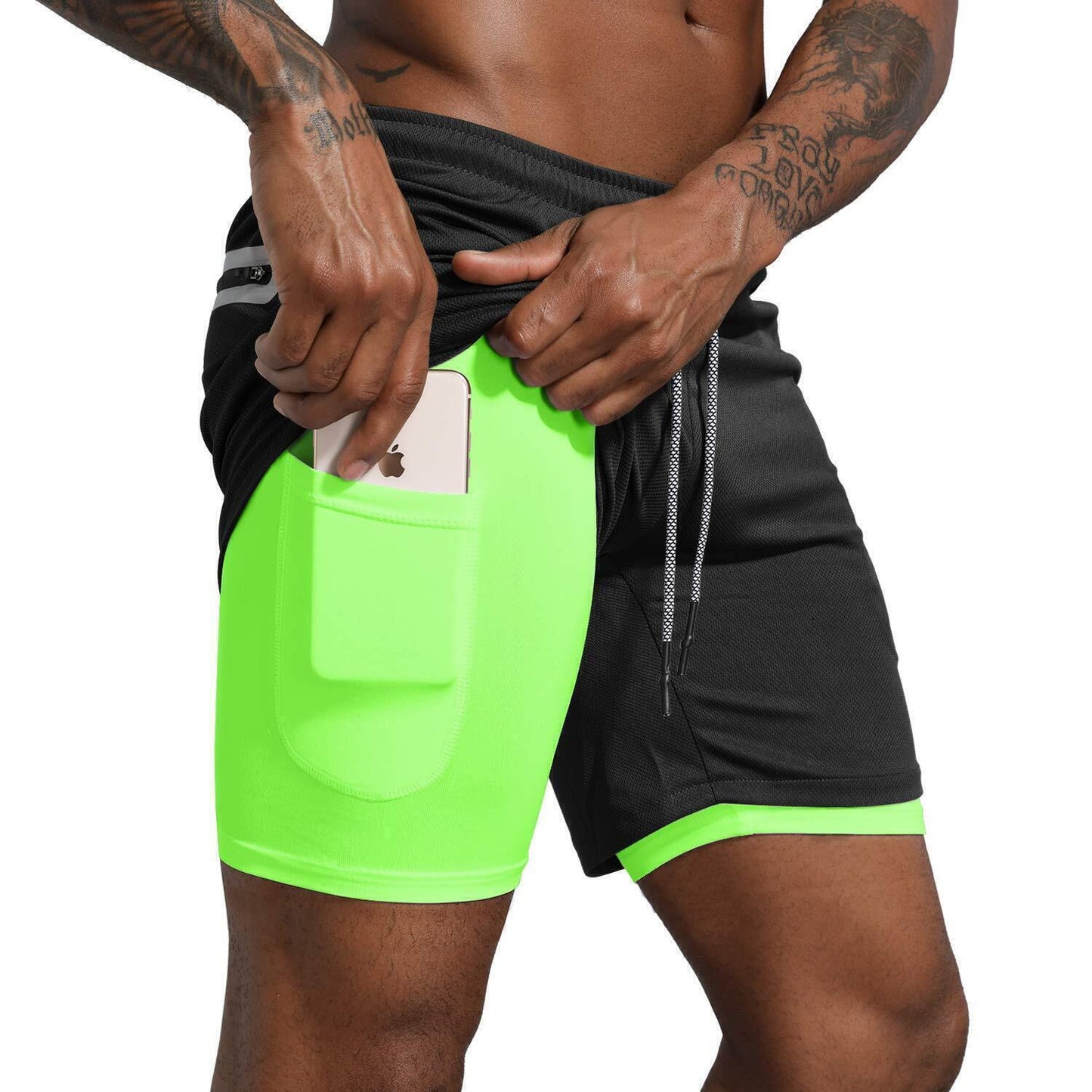 Sport Shorts Men Sportswear Double-deck Running Shorts 2 In 1 Beach Bottoms Summer Gym Fitness Training Jogging Short Pants