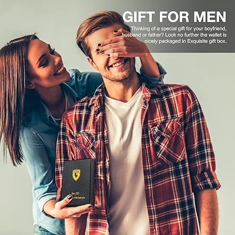 Men's Slim Leather RFID Blocking Wallet - Minimalist Carbon Fiber Bifold