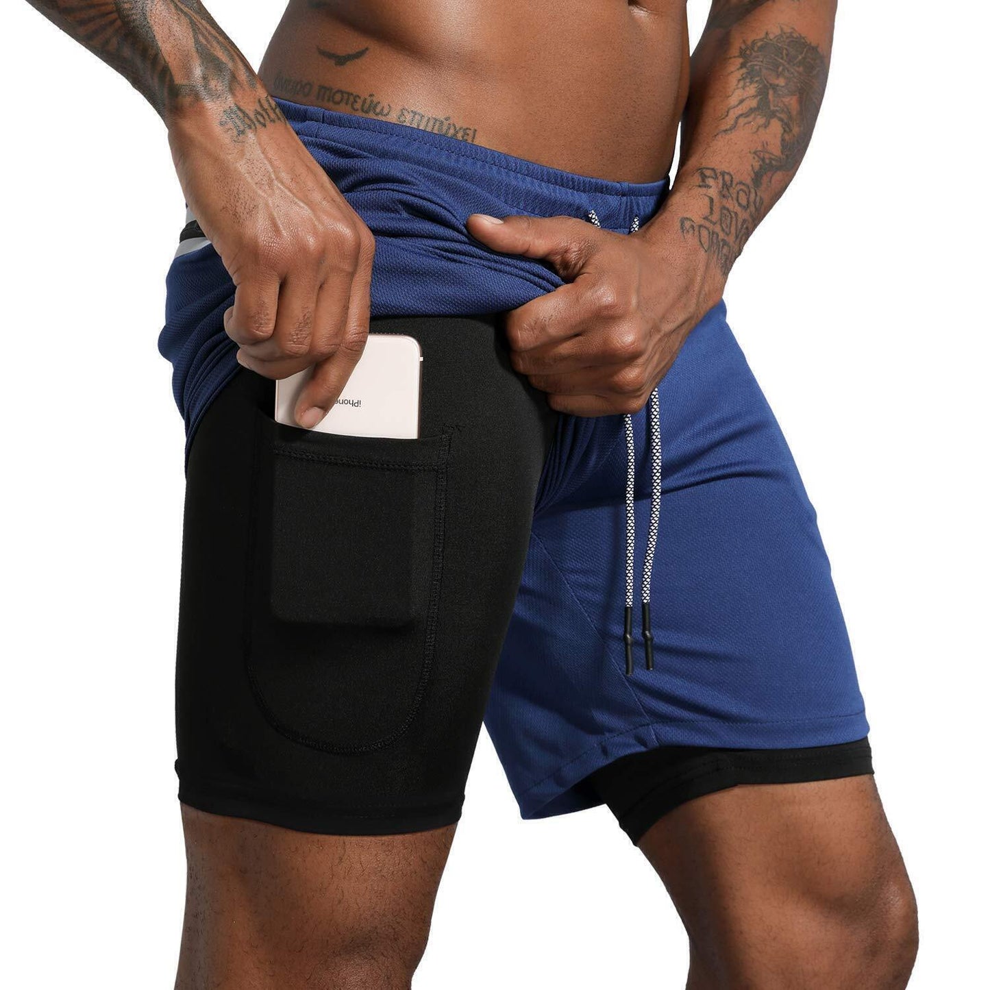 Sport Shorts Men Sportswear Double-deck Running Shorts 2 In 1 Beach Bottoms Summer Gym Fitness Training Jogging Short Pants