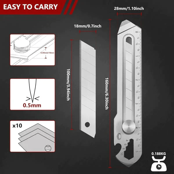 🔥HOT SALE🔥6 in 1 Multifunction Stainless Steel Utility Knife with ten blades