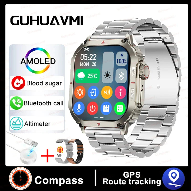 Blood Glucose Smart Watch - Health & GPS Tracker NFC SmartWatch For Iphone Android