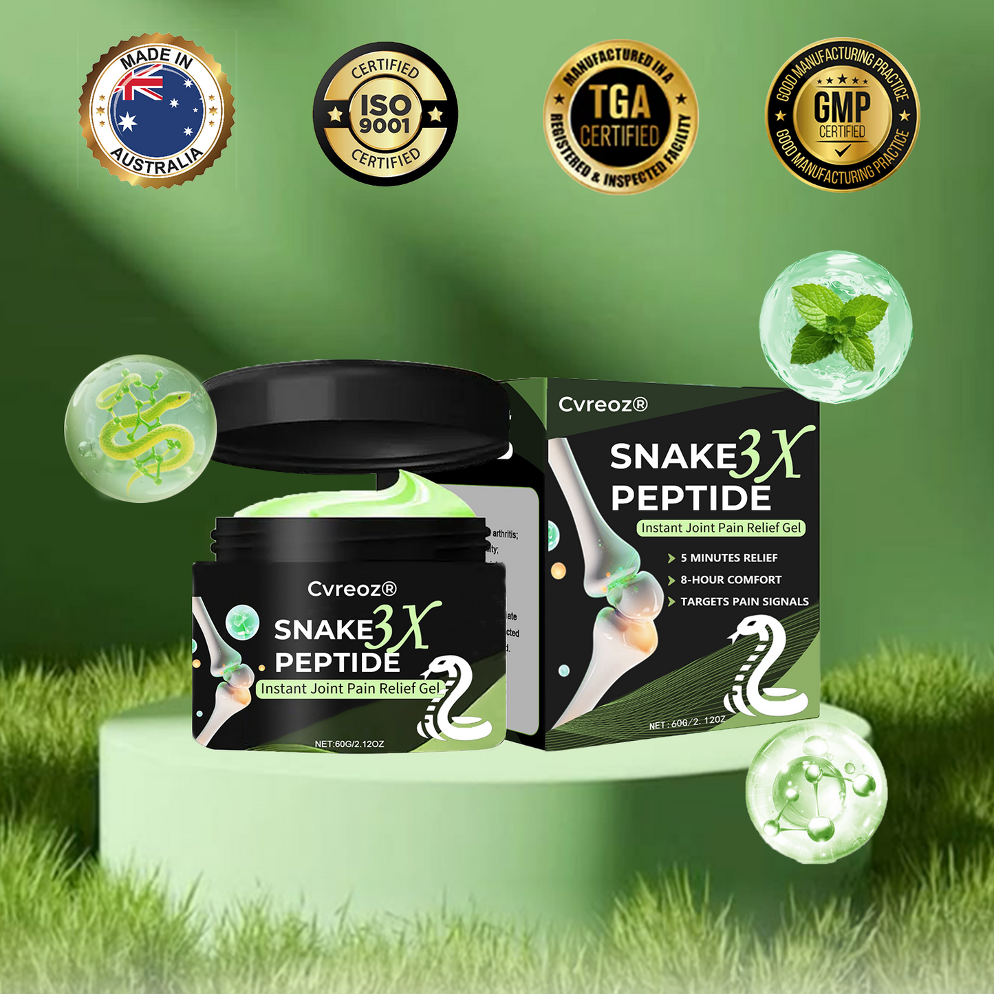 Cvreoz®SNAKE PEPTIDE 3X Instant Joint Pain Relief Gel✨𝐍𝐞𝐰 𝐈𝐧𝐠𝐫𝐞𝐝𝐢𝐞𝐧𝐭,𝐒𝐧𝐚𝐤𝐞 𝐏𝐞𝐩𝐭𝐢𝐝𝐞