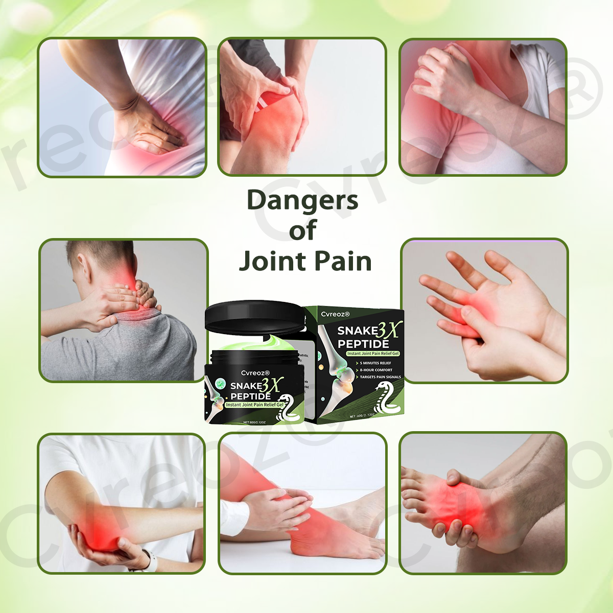 Cvreoz®SNAKE PEPTIDE 3X Instant Joint Pain Relief Gel✨𝐍𝐞𝐰 𝐈𝐧𝐠𝐫𝐞𝐝𝐢𝐞𝐧𝐭,𝐒𝐧𝐚𝐤𝐞 𝐏𝐞𝐩𝐭𝐢𝐝𝐞