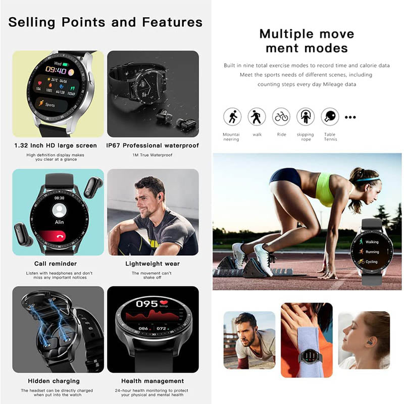 2-in-1 Smartwatch & Earbuds ⌚🎧 | TWS Bluetooth |Cash On Delivery | IP67 Waterproof