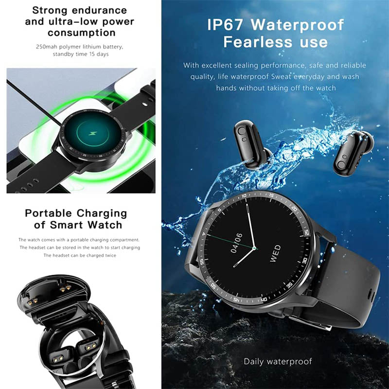 2-in-1 Smartwatch & Earbuds ⌚🎧 | TWS Bluetooth |Cash On Delivery | IP67 Waterproof