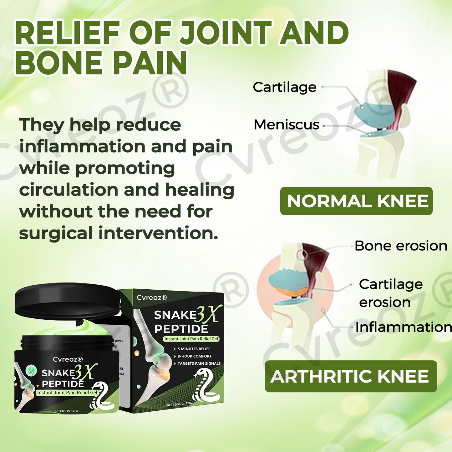 Cvreoz®SNAKE PEPTIDE 3X Instant Joint Pain Relief Gel✨𝐍𝐞𝐰 𝐈𝐧𝐠𝐫𝐞𝐝𝐢𝐞𝐧𝐭,𝐒𝐧𝐚𝐤𝐞 𝐏𝐞𝐩𝐭𝐢𝐝𝐞