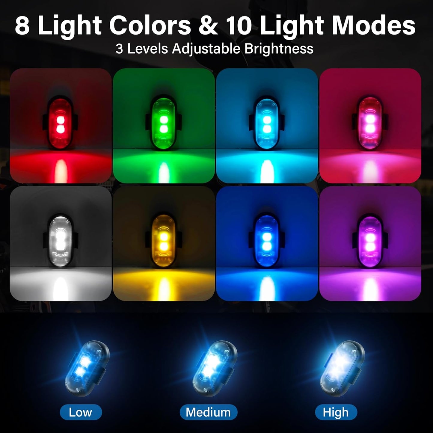 🔥Last Day Promotion 49% OFF🔥Wireless LED Strobe Lights RGB USB Charge IP65 Waterproof Anti-Collision