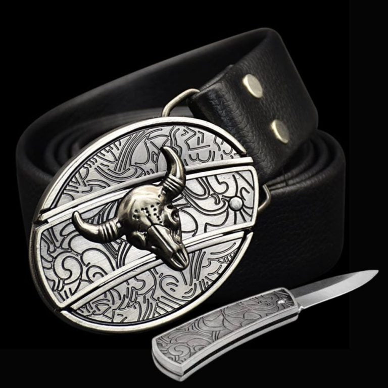 Leather belt with hidden knife