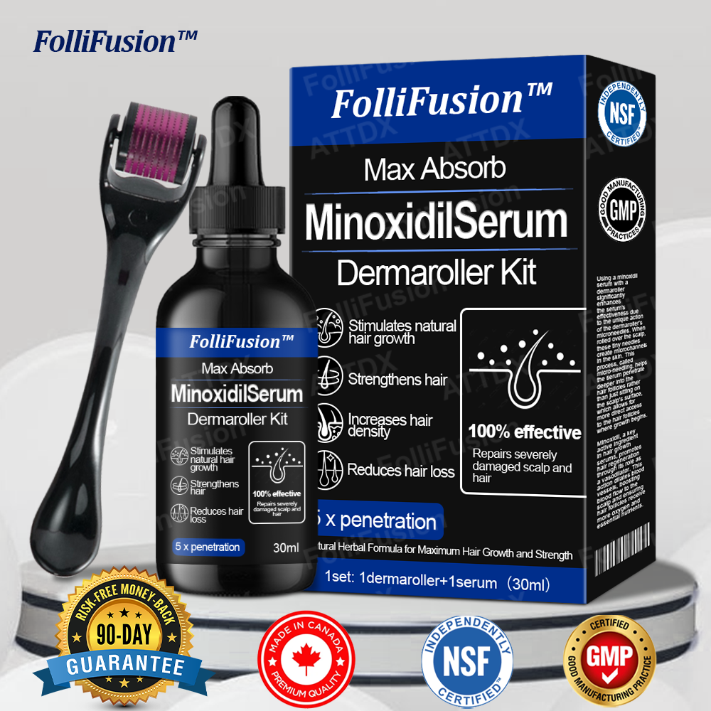FolliFusion™ Max Absorb  MinoxidilSerum Dermaroller Kit