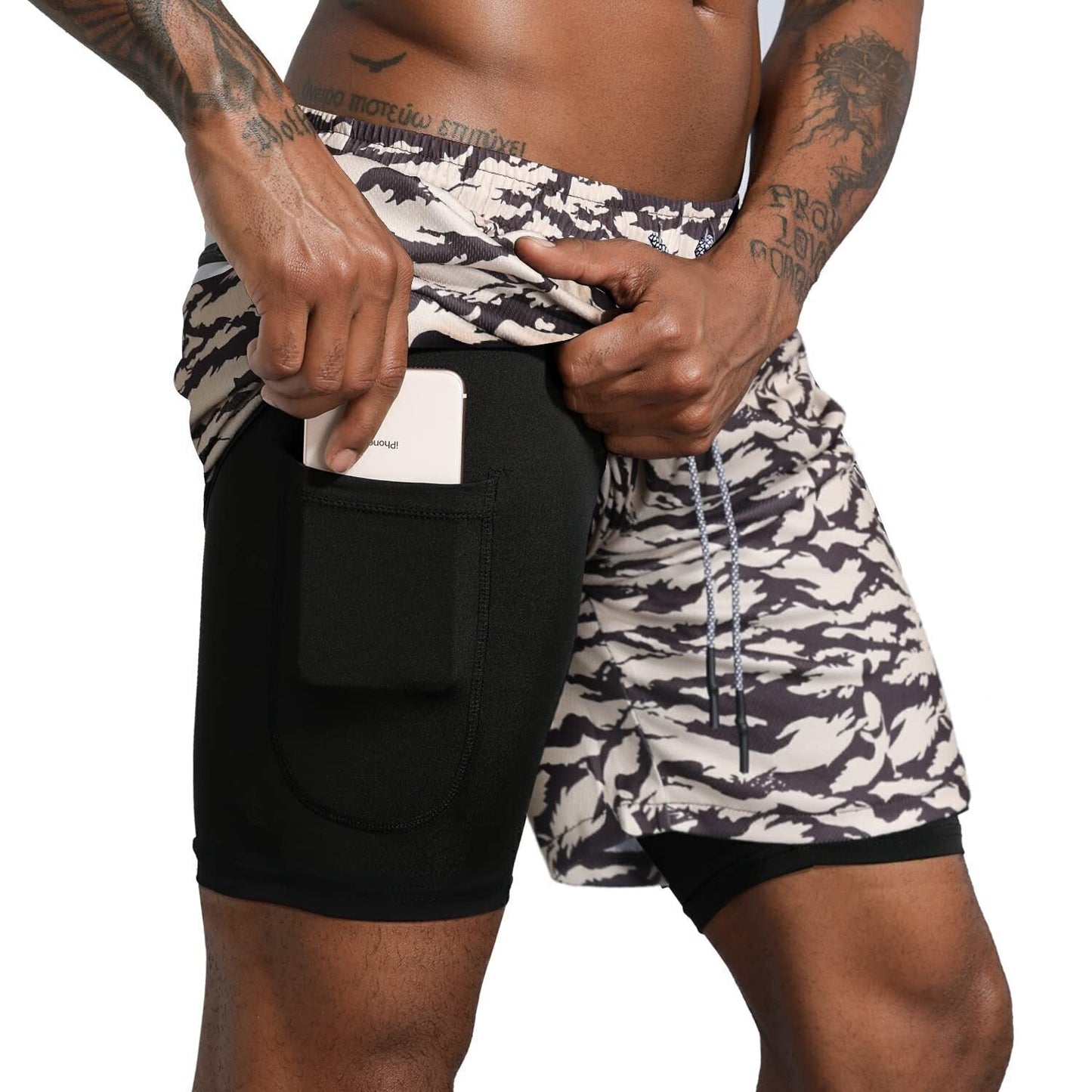 Sport Shorts Men Sportswear Double-deck Running Shorts 2 In 1 Beach Bottoms Summer Gym Fitness Training Jogging Short Pants