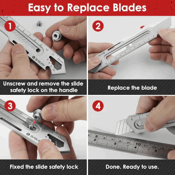 🔥HOT SALE🔥6 in 1 Multifunction Stainless Steel Utility Knife with ten blades