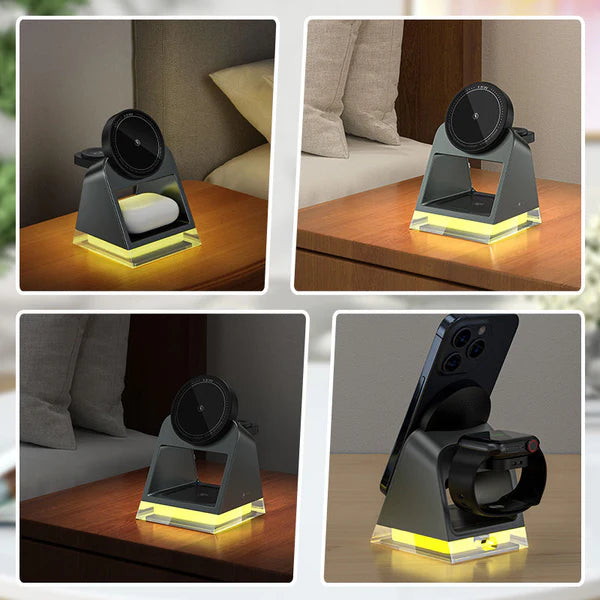 3-in-1 Wireless Magnetic Charging Stand with Night Light