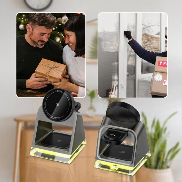 3-in-1 Wireless Magnetic Charging Stand with Night Light