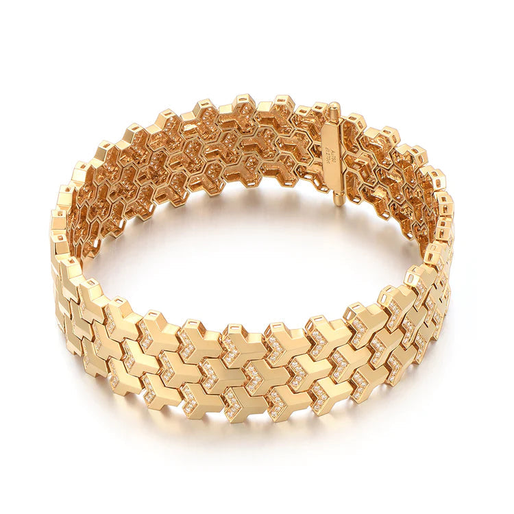 IDEAGEMER 18K Gold Luxury Diamond Jewelry Custom Bracelets